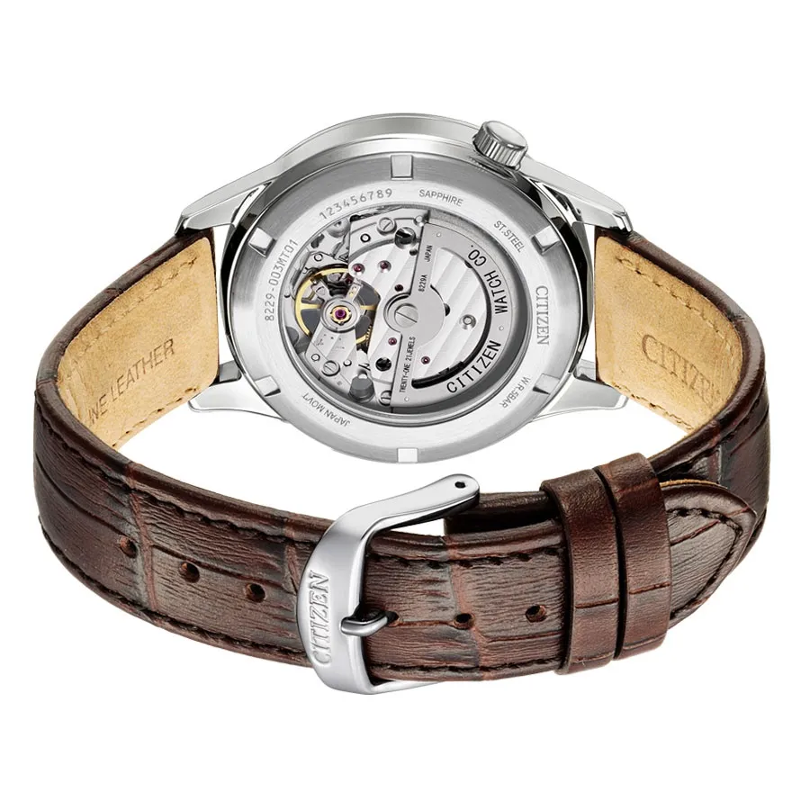Ảnh Đồng Hồ Nam Citizen Automatic Dây Da NH9130-17A - Mặt Vàng Nhạt (Sapphire) 4