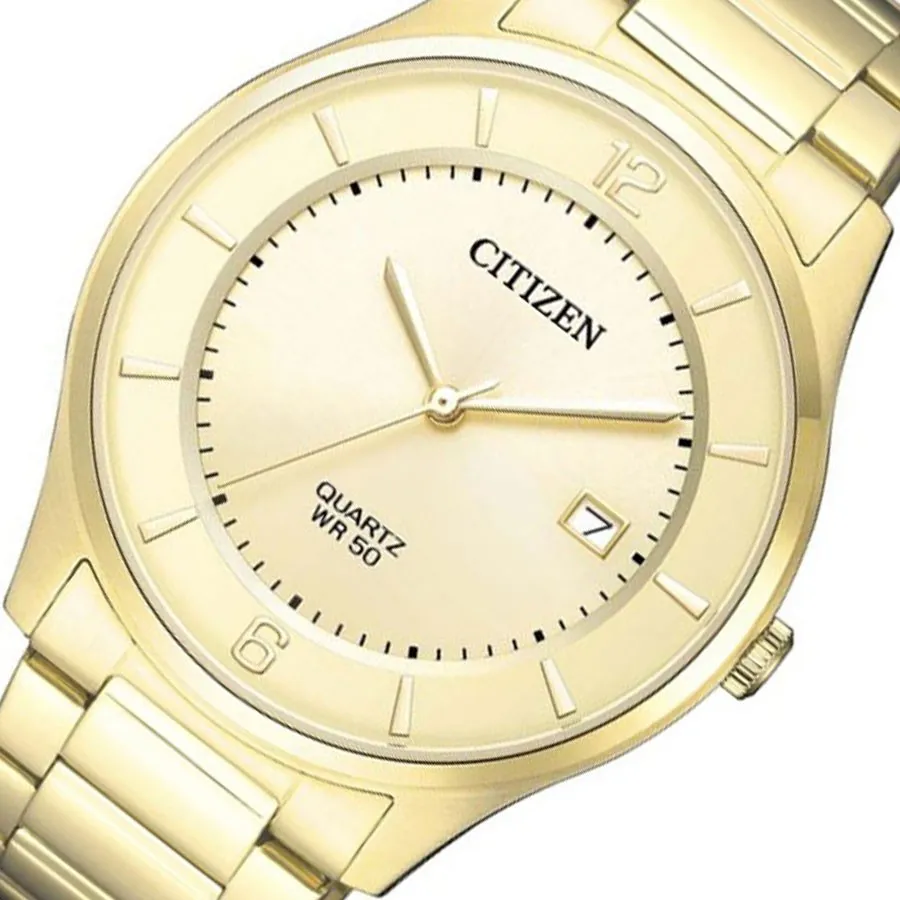 Ảnh Đồng Hồ Nam Citizen Dây Thép Không Gỉ BD0043-83P - Mặt Vàng 1
