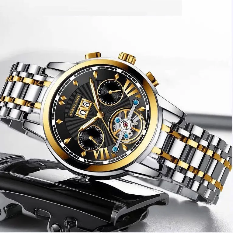 Ảnh Đồng hồ nam cơ tự động AOKULASIC Automatic chính hãng - Chạy full 6 kim - Dây thép đúc đặc - Khóa bướm cao cấp AOK69 1