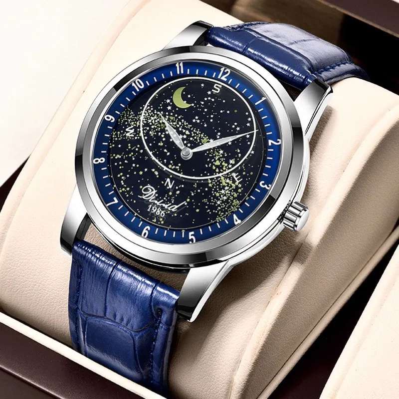 Ảnh Đồng hồ nam cơ tự động DIZIZID Automatic chính hãng chống nước 30m, dây da cao cấp - Thiết kế dải ngân hà chuyển động 1