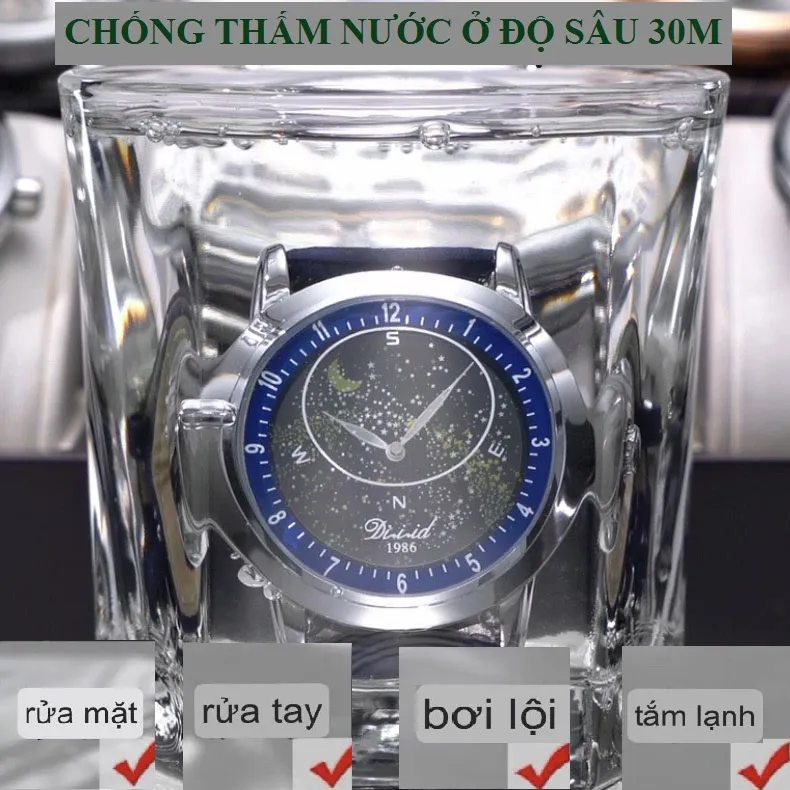 Ảnh Đồng hồ nam cơ tự động DIZIZID Automatic chính hãng chống nước 30m, dây da cao cấp - Thiết kế dải ngân hà chuyển động 4