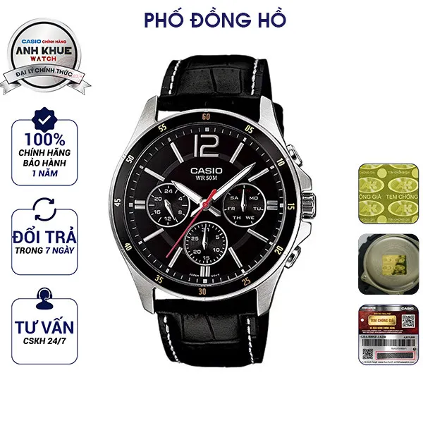Ảnh Đồng hồ nam dây da Casio chính hãng Anh Khuê MTP-1374L-1AVDF 1