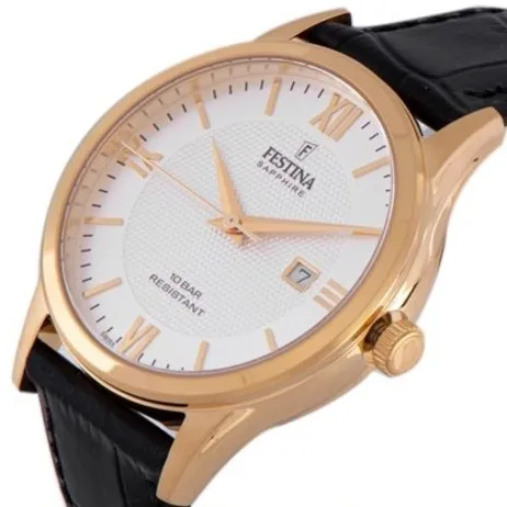 Ảnh Đồng hồ nam dây da Festina F20010/2 chống nước 10 ATM có thể bơi lặn, có lịch ngày, mặt kính Sapphire chống xước cao cấp 4