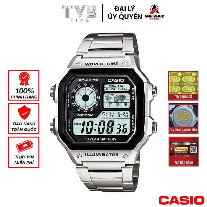 Ảnh Đồng hồ nam dây kim loại Casio chính hãng AE-1200WHD-1AVDF (42mm) 1