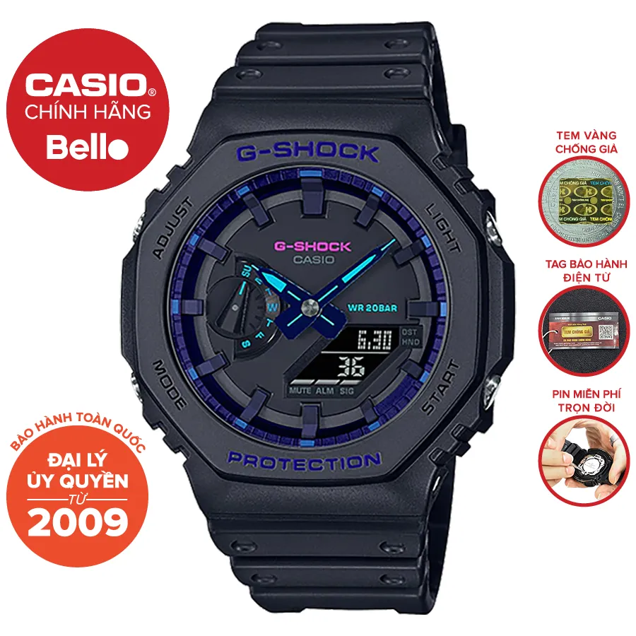 Ảnh Đồng hồ Nam Dây Nhựa Casio G-Shock GA-2100VB-1A chính hãng bảo hành 5 năm Pin trọn đời 1