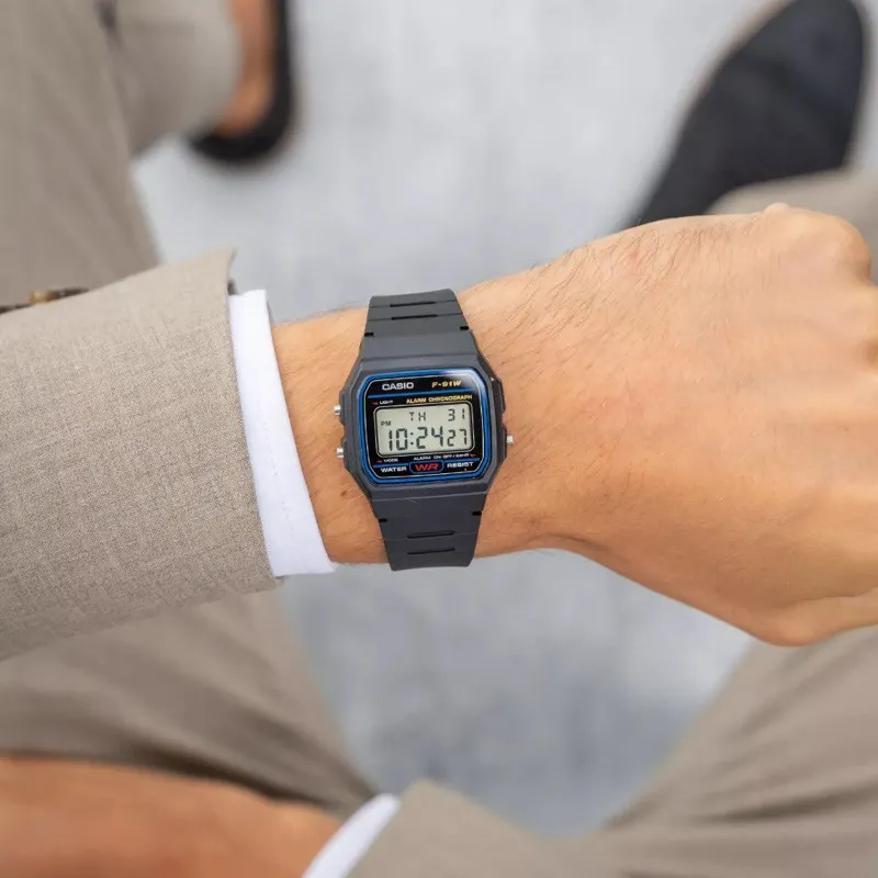 Ảnh Đồng hồ nam dây nhựa huyền thoại Casio chính hãng Anh Khuê F-91W-1DG 4