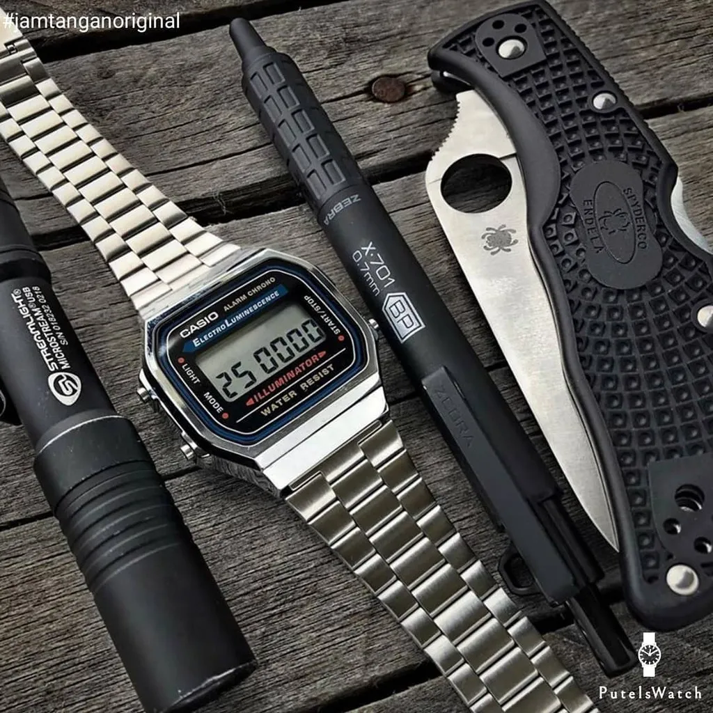 Ảnh Đồng hồ Nam dây thép Casio A168WA chính hãng bảo hành 1 năm Pin trọn đời 2