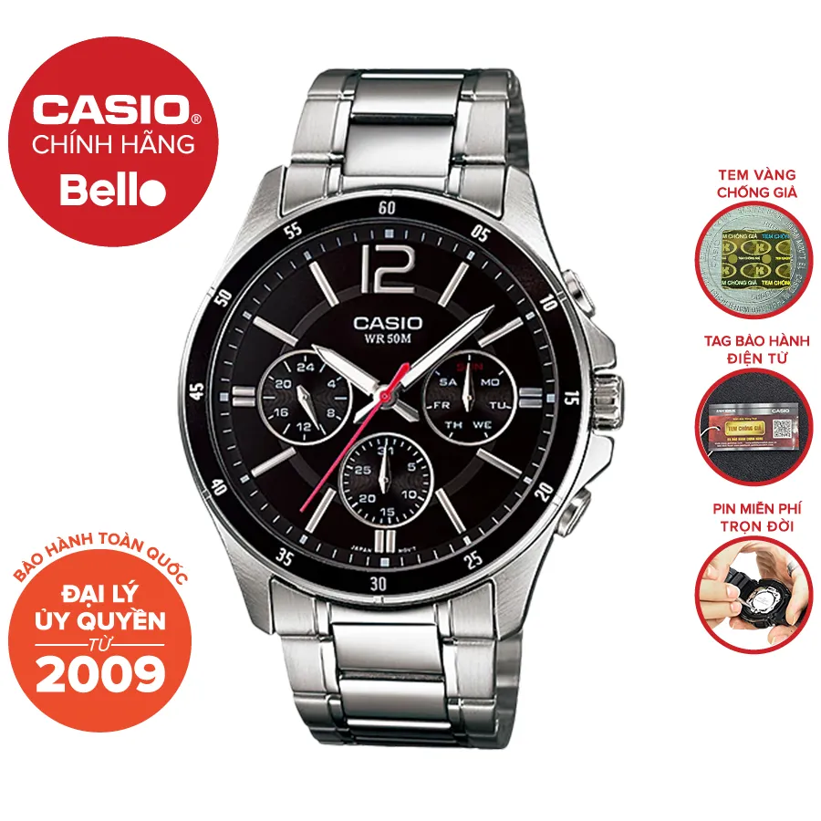 Ảnh Đồng hồ Nam dây thép Casio MTP-1374 chính hãng bảo hành 1 năm Pin trọn đời 1