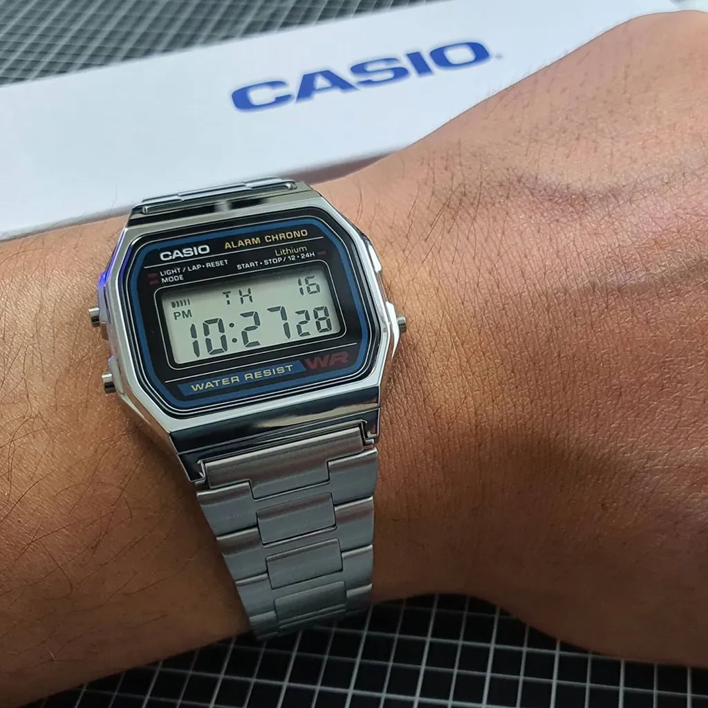 Ảnh Đồng hồ Nam dây thép Casio A158WA-1 chính hãng bảo hành 1 năm Pin trọn đời 3