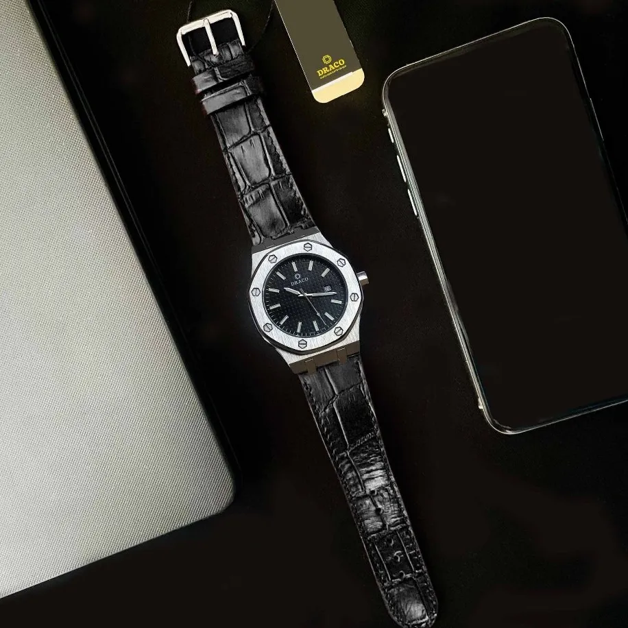 Ảnh Đồng hồ nam Draco D22-DR04 Revolution Watch đen dây da đen, đồng hồ thời trang nam, chính hãng 2