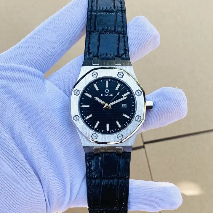 Ảnh Đồng hồ nam Draco D22-DR04 Revolution Watch đen dây da đen, đồng hồ thời trang nam, chính hãng 3