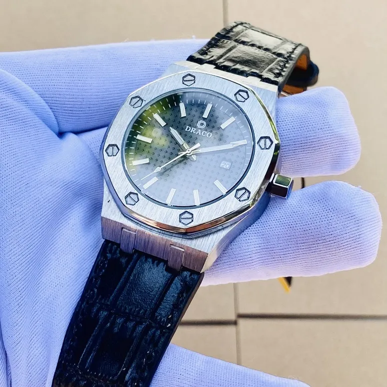 Ảnh Đồng hồ nam Draco D22-DR04 Revolution Watch đen dây da đen, đồng hồ thời trang nam, chính hãng 4