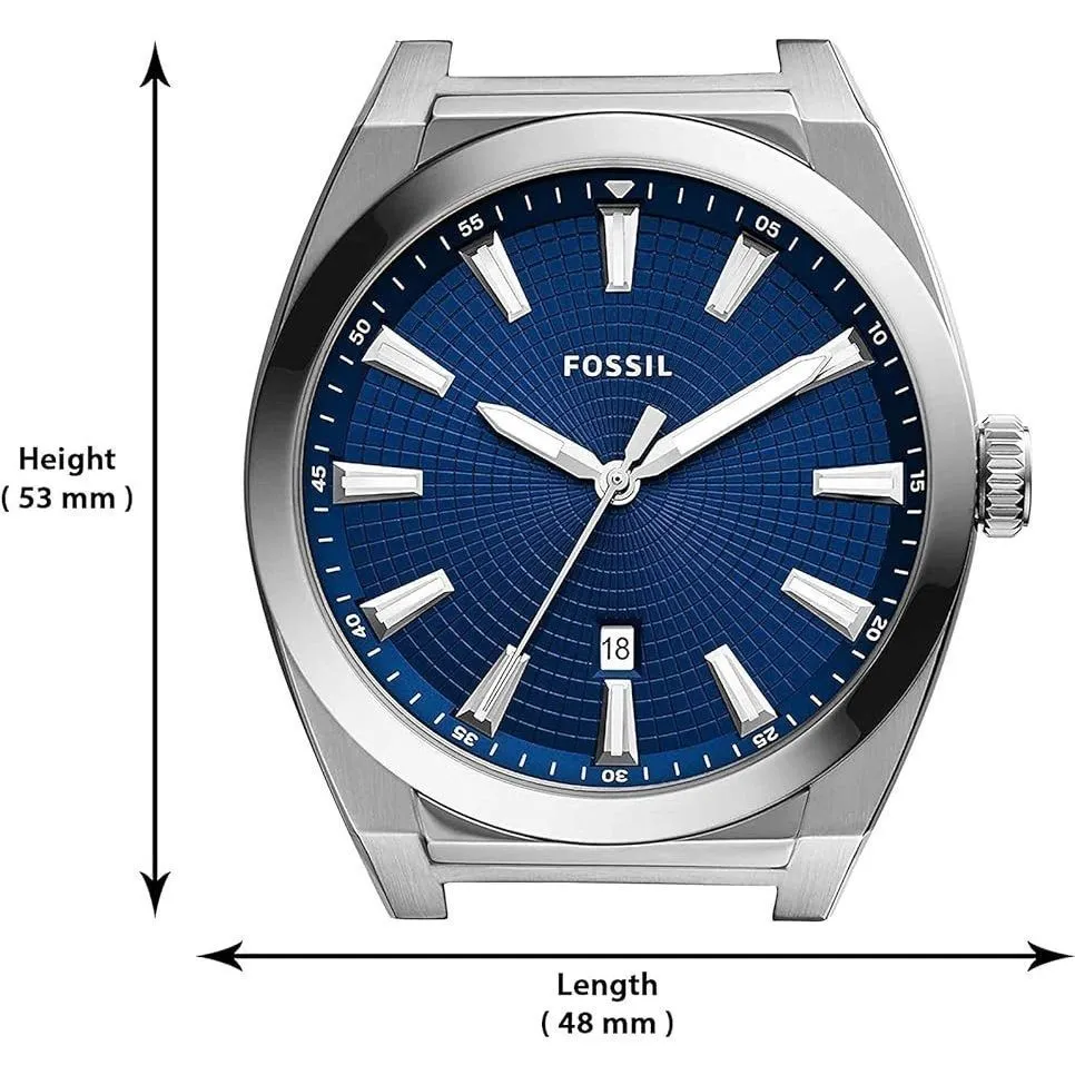 Ảnh Đồng hồ nam Fossil Everett dây kim loại, mặt màu xanh 42 MM, xem ngày, màu bạc, FS5822 3