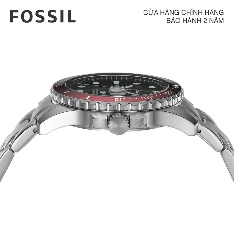 Ảnh Đồng hồ nam Fossil Fossil Blue dây kim loại, mặt 42 MM viền đỏ nâu, màu bạc, FS6013 4