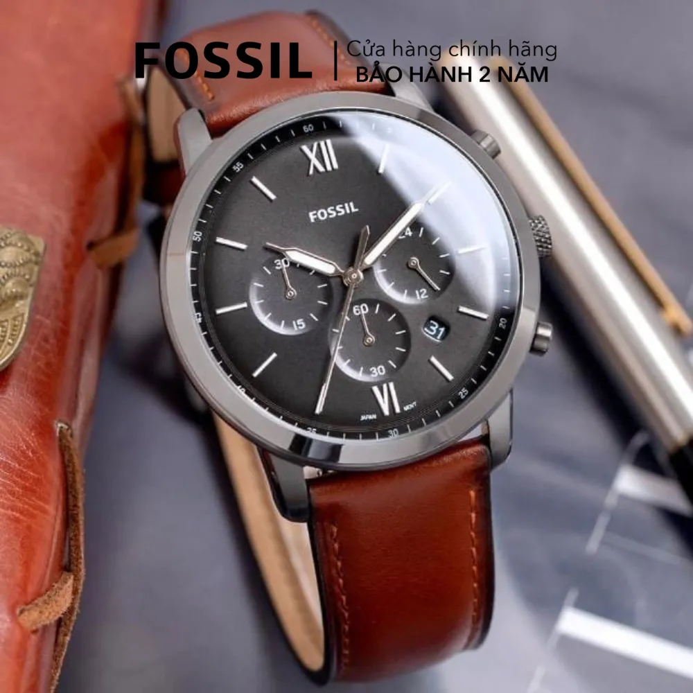 Ảnh Đồng hồ nam Fossil Neutra dây da, mặt 44 MM, màu nâu, FS5512 3
