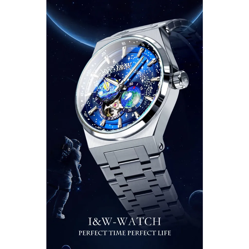 Ảnh Đồng Hồ Nam I&W Carnival 708G3 Chính Hãng Full Box Chống Nước Kính Chống Xước Dây Thép Cao Cấp BH 5 Năm (Máy Cơ Tự Động) 2