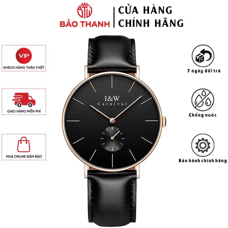 Ảnh Đồng Hồ Nam I&W Carnival 8848G2 Chính Hãng Full Box Chống Nước Kính Chống Xước Dây Da Cao Cấp BH24T (Máy Pin-Quartz) 1