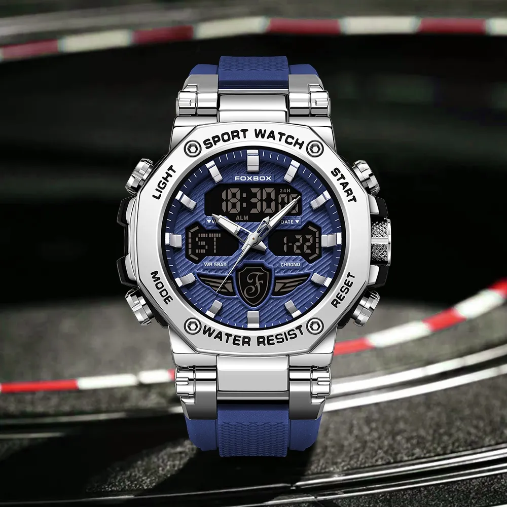 Ảnh Đồng hồ nam LIGE Màn hình kép thể thao chống nước Chronograph Quartz Digital 2