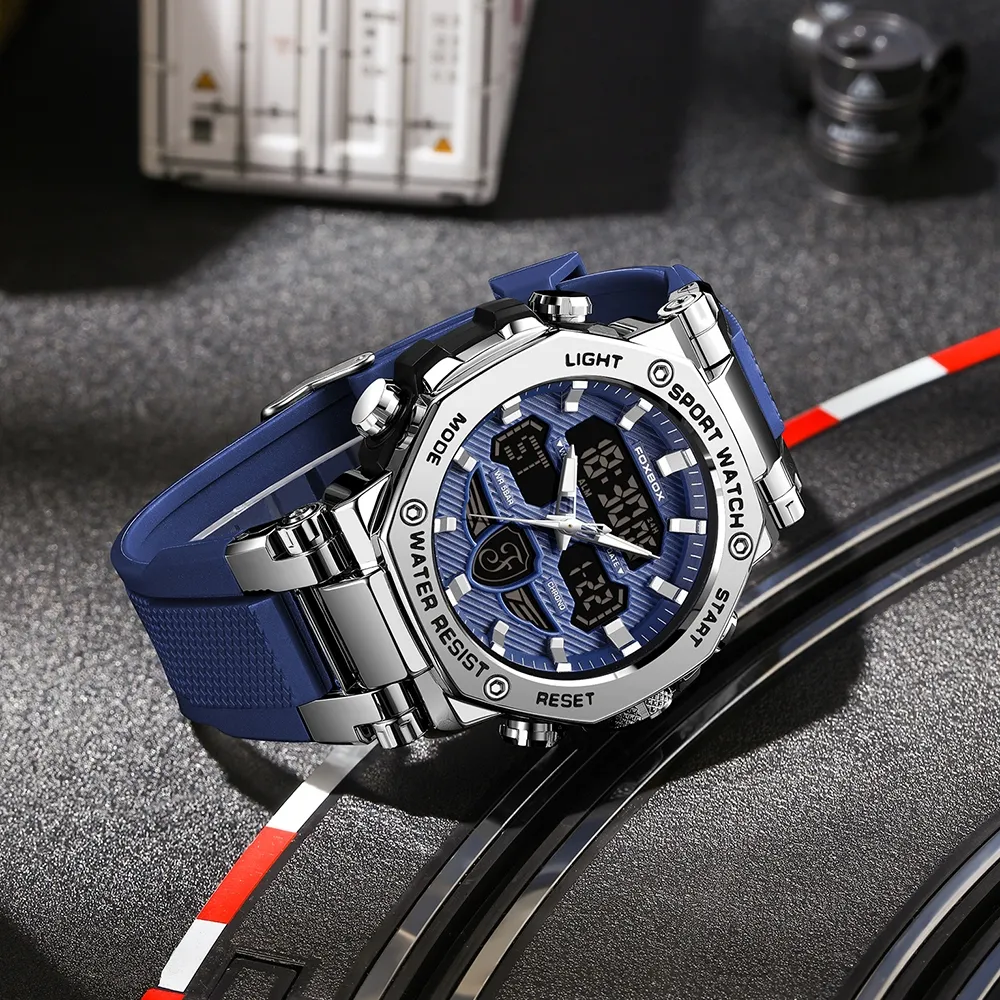 Ảnh Đồng hồ nam LIGE Màn hình kép thể thao chống nước Chronograph Quartz Digital 3