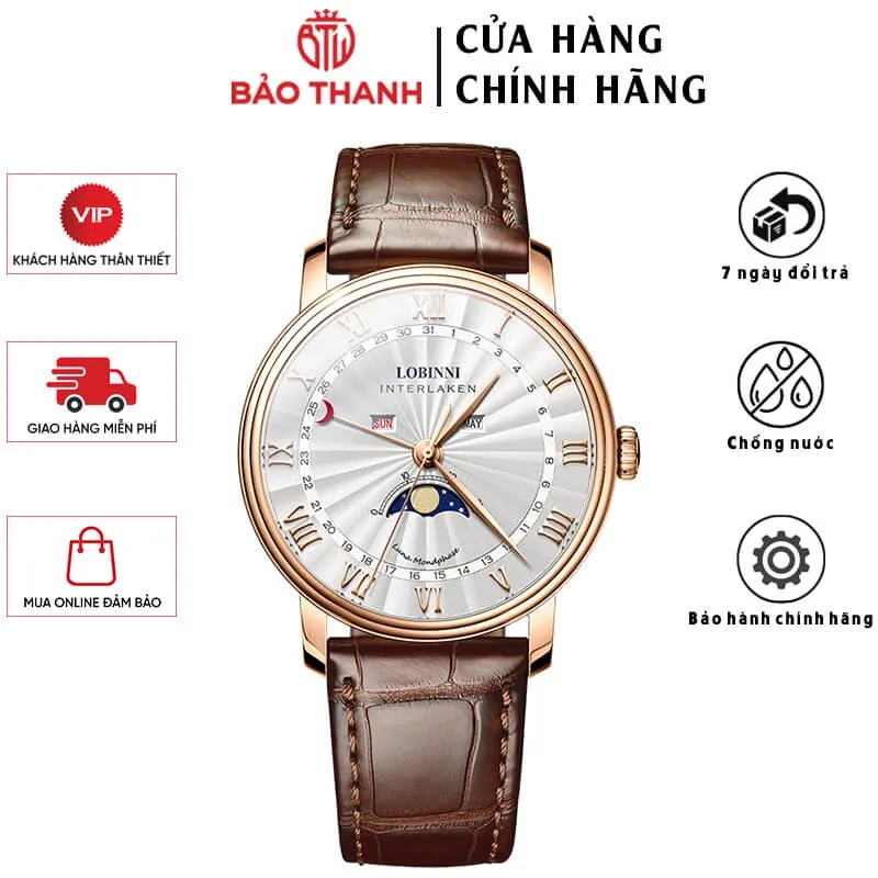 Ảnh Đồng Hồ Nam LOBINNI No.3603 Chính Hãng BH 24T Chịu Nước 30m Kính Chống Xước (Máy Quartz-Pin) 3