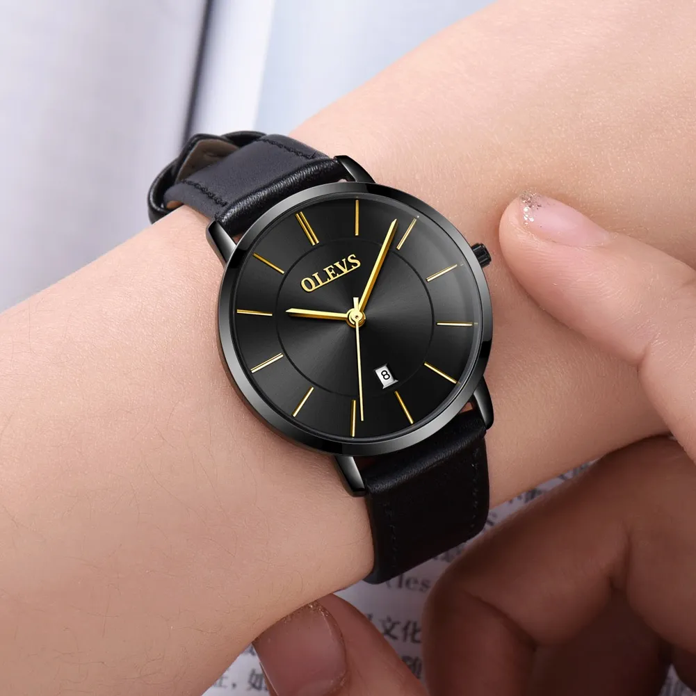 Ảnh Đồng Hồ  Nam  OLEVS 5869 Dạ Quang Nhiều Màu Tuỳ Chọn Dây Da Chống Nước Phong Cách Doanh Nhân Cho 2