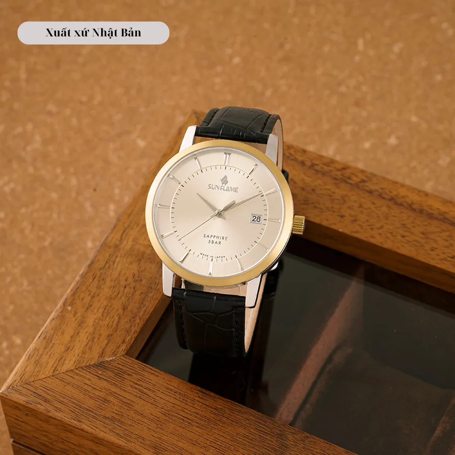Ảnh Đồng hồ nam SunFlame Twilight Watch MJOS003-A-C mặt kính Sapphire chống xước, chống nước 5 ATM, dây da đeo tay cao cấp 4