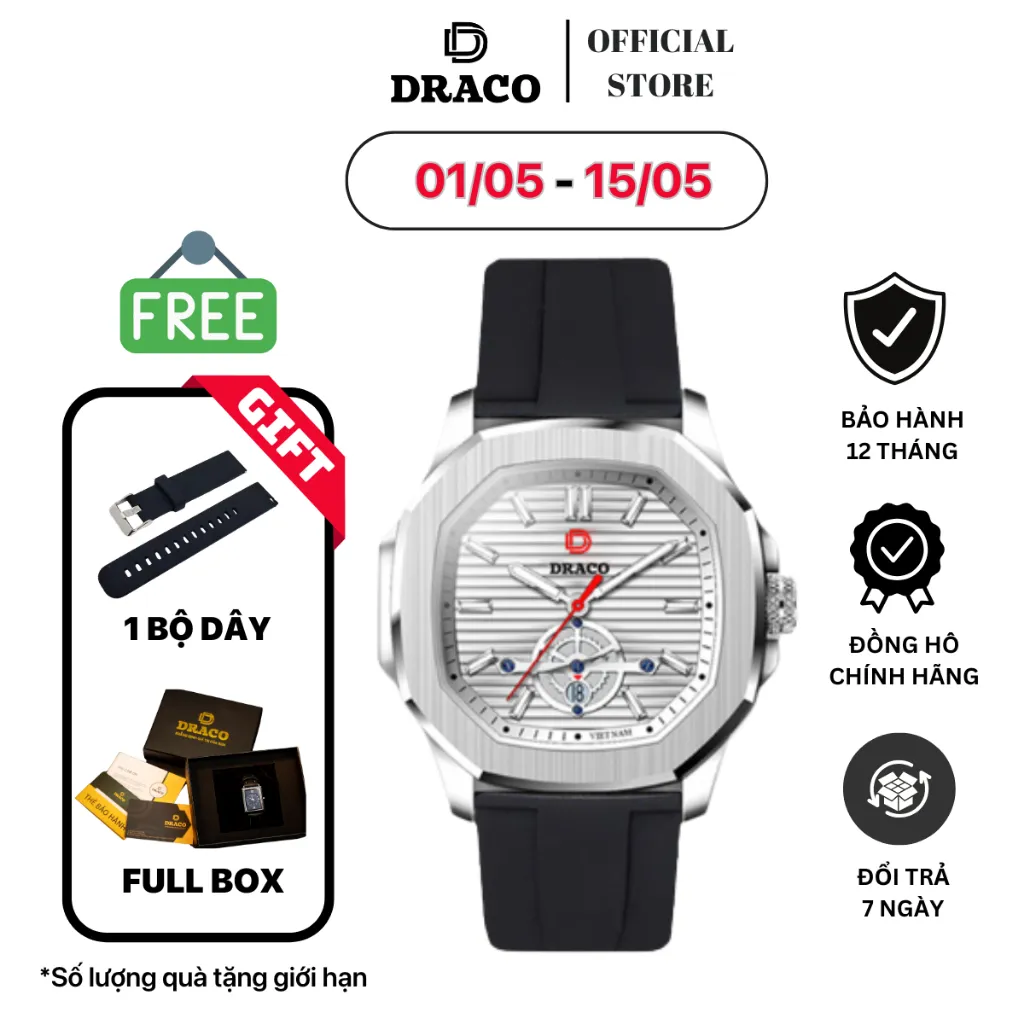 Ảnh Đồng Hồ Nam - Thương Hiệu Việt Draco D22-DD06 - " Decision" Bạc - đồng hồ thể thao nam, chính hãng 1