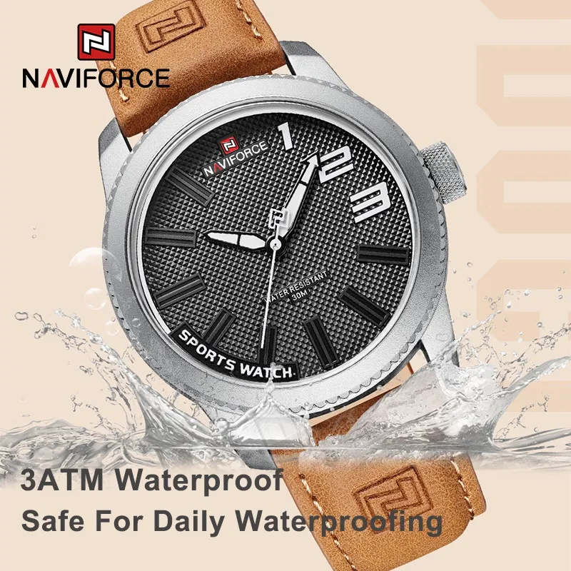 Ảnh Đồng Hồ NAVIFORCE 100% Chính Hãng Chống Thấm Nước Với Dây Đeo Da Thời Trang Cao Cấp Dành Cho Nam 4