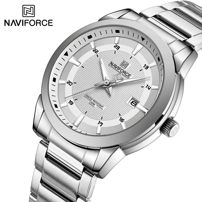 Ảnh Đồng hồ NAVIFORCE dành cho nam thời trang chống nước Thạch anh bằng thép không gỉ thông thường Đồng hồ đeo tay dạ quang sang trọng 1