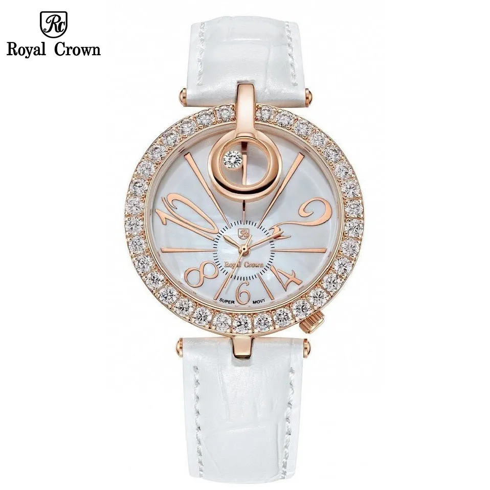 Ảnh Đồng hồ nữ chính hãng dây da Royal Crown 3850 chống nước, đính đá cao cấp, đeo tay đẹp, sang chảnh 1