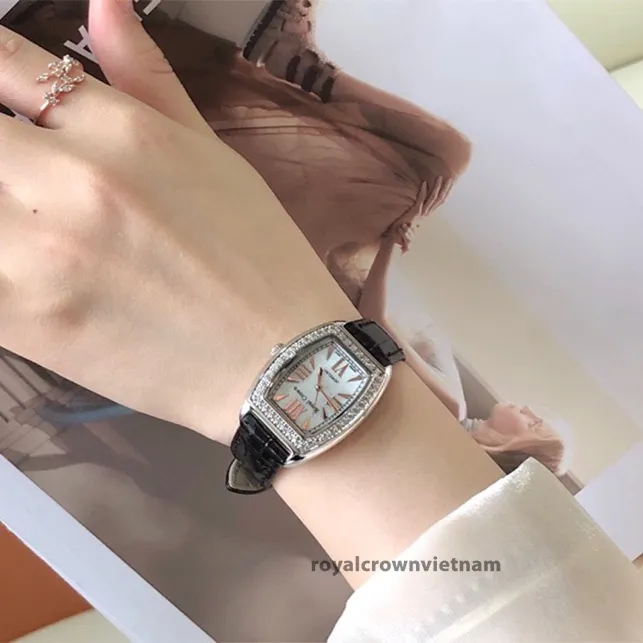 Ảnh Đồng hồ nữ chính hãng dây da Royal Crown 3635 mặt ovan chống nước, đính đá cao cấp, đẹp, sang chảnh 4