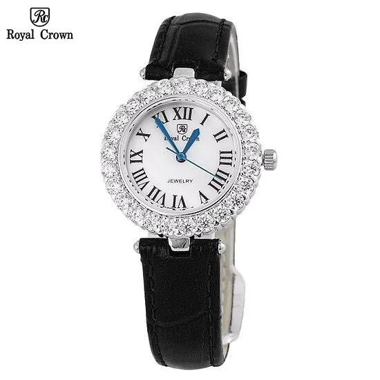 Ảnh Đồng hồ nữ chính hãng dây da Royal Crown 6305 mặt nhỏ chống nước, đính đá cao cấp đẹp, thời trang 1