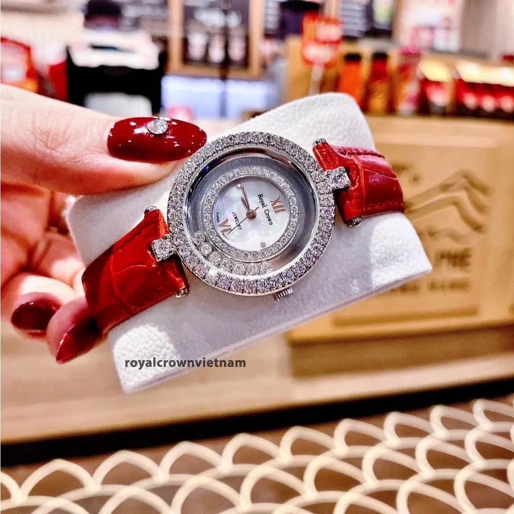 Ảnh Đồng hồ nữ chính hãng dây da Royal Crown 3628 chống nước, đính đá cao cấp đẹp, sang chảnh 4