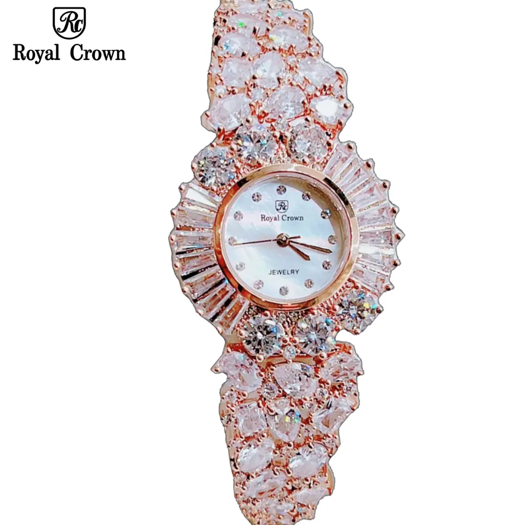 Ảnh Đồng hồ nữ chính hãng dây thép đính đá Royal Crown hoa đá chống nước, đeo tay đẹp, sang chảnh 1