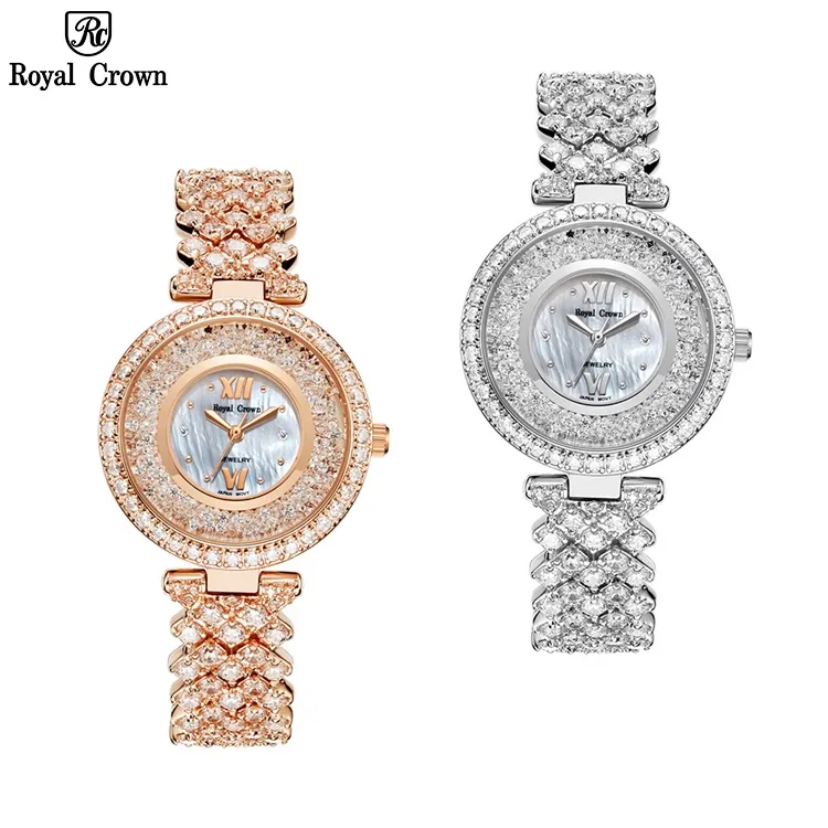 Ảnh Đồng hồ nữ chính hãng dây thép Royal Crown 2606 chống nước, đính đá cao cấp, đeo tay đẹp, sang chảnh 1