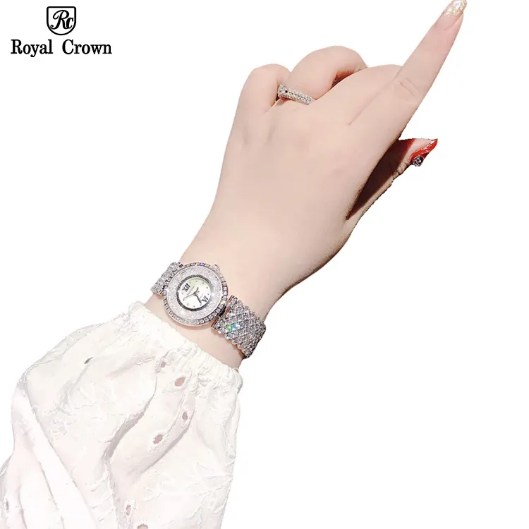 Ảnh Đồng hồ nữ chính hãng dây thép Royal Crown 2606 chống nước, đính đá cao cấp, đeo tay đẹp, sang chảnh 3