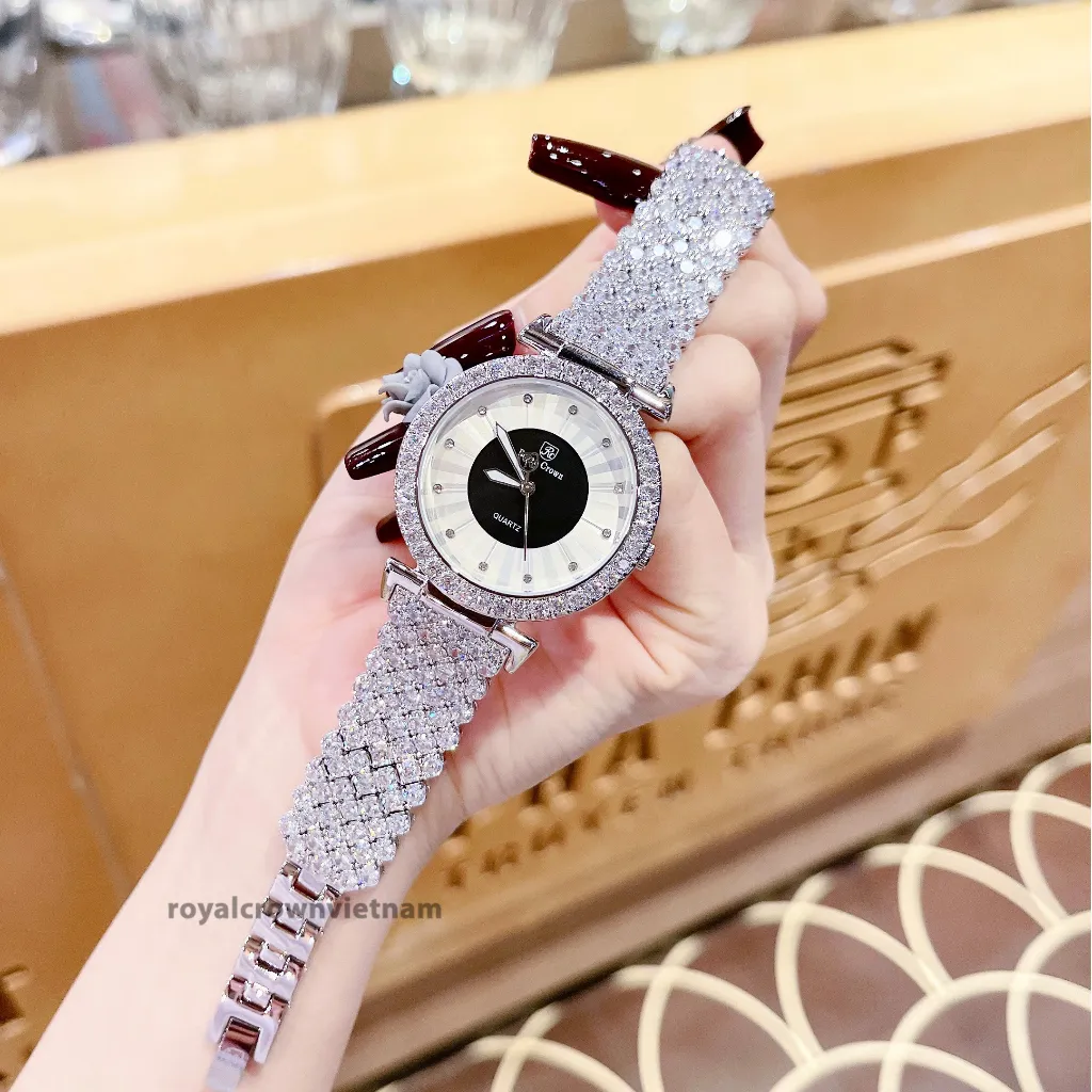 Ảnh Đồng hồ nữ chính hãng dây thép Royal Crown 4611 chống nước, đính đá cao cấp, đeo tay đẹp, sang chảnh 2