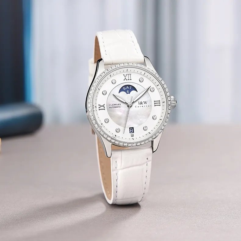 Ảnh Đồng hồ nữ chính hãng IW CARNIVAL IW582G-1, Kính sapphire ,chống xước,Chống nước 50m ,Bh 24 tháng,Máy cơ (Automatic) 1