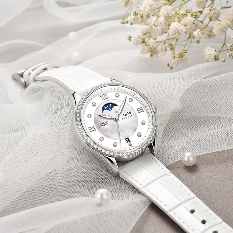Ảnh Đồng hồ nữ chính hãng IW CARNIVAL IW582G-1, Kính sapphire ,chống xước,Chống nước 50m ,Bh 24 tháng,Máy cơ (Automatic) 4