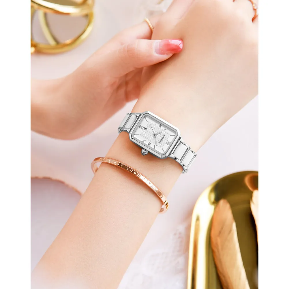 Ảnh Đồng hồ nữ chính hãng LEONIDAS LD80155-1 Kính sapphire ,chống xước ,Chống nước 50m ,Bh 24 tháng,Máy điện tử (Pin) 2