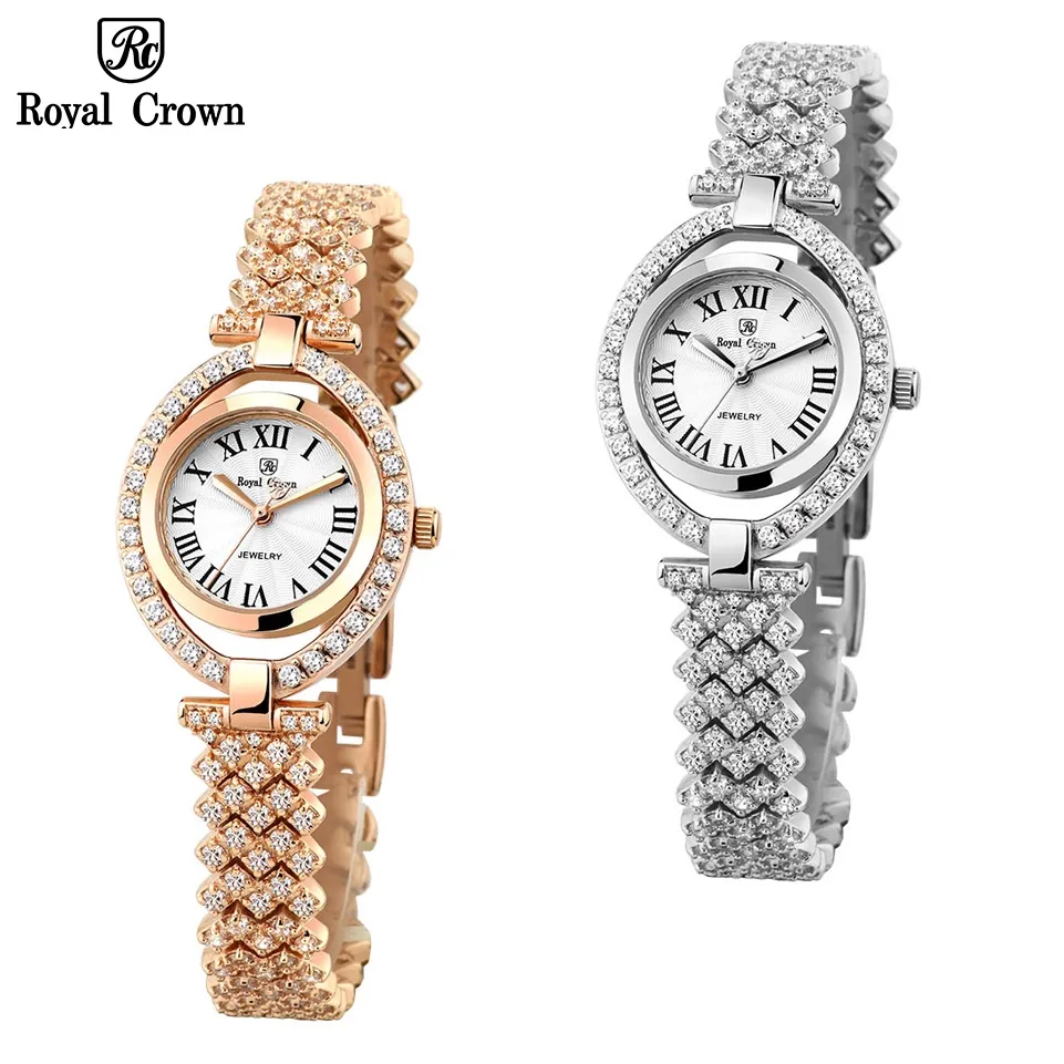 Ảnh Đồng hồ nữ chính hãng Royal Crown 4610 dây thép đính đá cao cấp, chống nước, đeo tay đẹp, sang chảnh 1