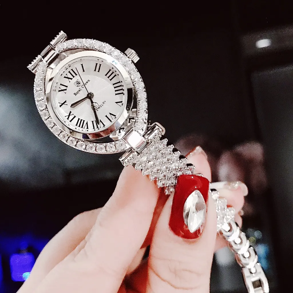 Ảnh Đồng hồ nữ chính hãng Royal Crown 4610 dây thép đính đá cao cấp, chống nước, đeo tay đẹp, sang chảnh 3