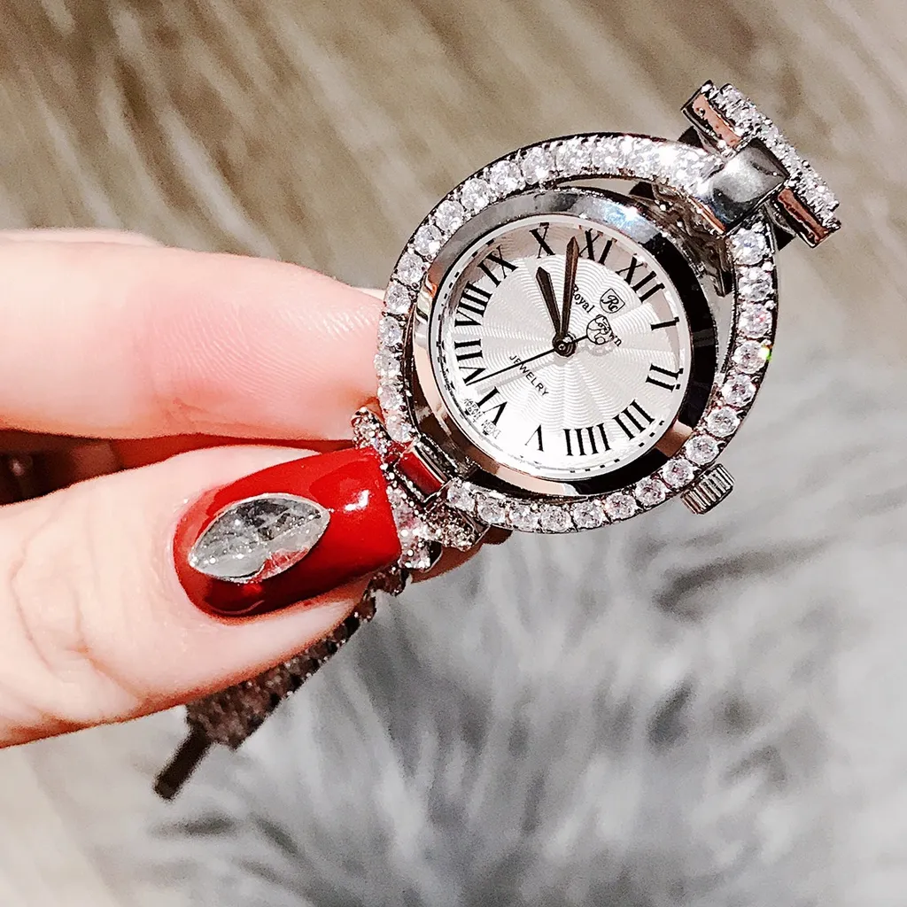 Ảnh Đồng hồ nữ chính hãng Royal Crown 4610 dây thép đính đá cao cấp, chống nước, đeo tay đẹp, sang chảnh 4