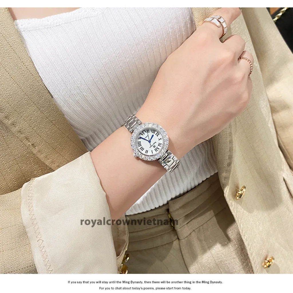 Ảnh Đồng Hồ Nữ Chính Hãng Royal Crown 6305 Dây Thép 3