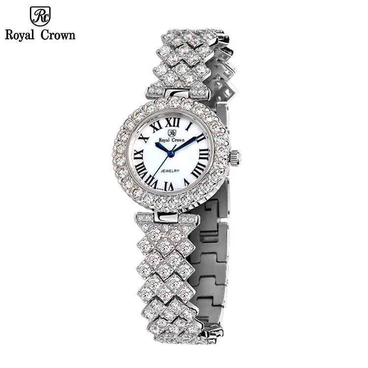 Ảnh Đồng Hồ Nữ Chính Hãng Royal Crown 6305 Jewelry Dây Kim Loại Đính Đá Chống Nước Chống Xước 1