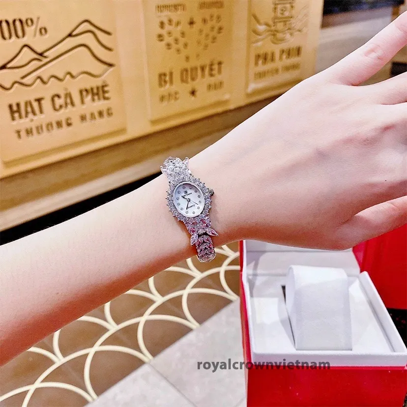 Ảnh Đồng hồ nữ chính hãng Royal Crown 2527 dây thép đính đá cao cấp, chống nước, đeo tay đẹp, sang chảnh 3