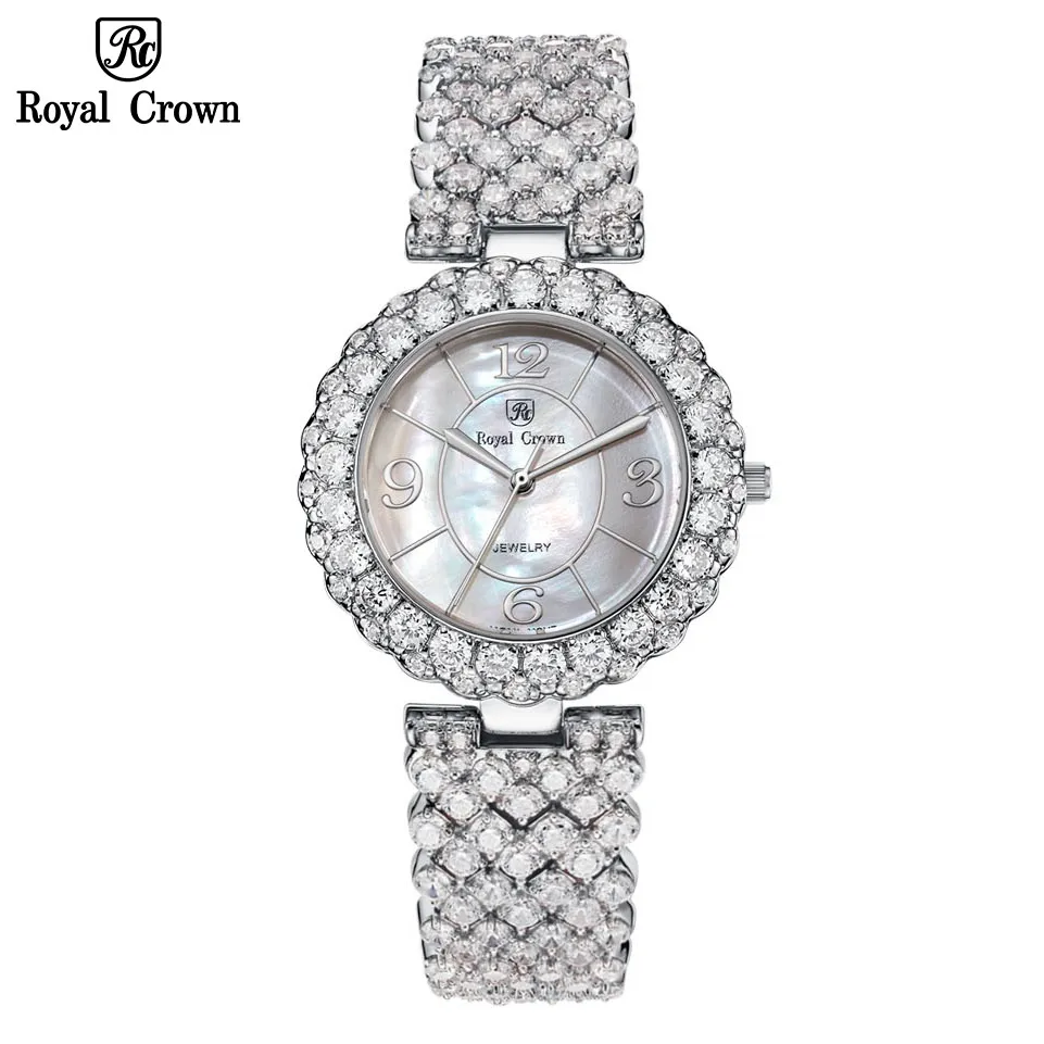 Ảnh Đồng hồ nữ chính hãng Royal Crown 2607 dây thép đính đá cao cấp, chống nước, đeo tay đẹp, sang chảnh 1