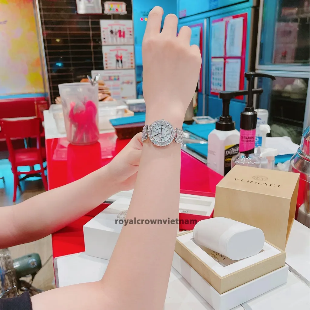Ảnh Đồng hồ nữ chính hãng Royal Crown 2607 dây thép đính đá cao cấp, chống nước, đeo tay đẹp, sang chảnh 2