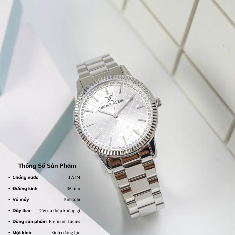 Ảnh Đồng hồ nữ Daniel Klein Watch DK.1.12540 mặt nhỏ đính đá, kính cứng, chống xước, chống nước, dây thép đeo tay cao cấp. 1