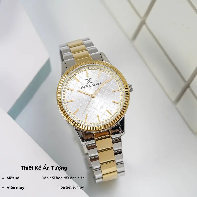 Ảnh Đồng hồ nữ Daniel Klein Watch DK.1.12540 mặt nhỏ đính đá, kính cứng, chống xước, chống nước, dây thép đeo tay cao cấp. 2